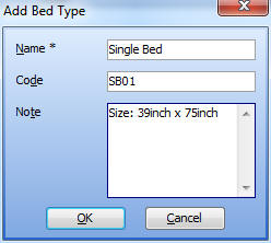 Add Bed Type Dialog