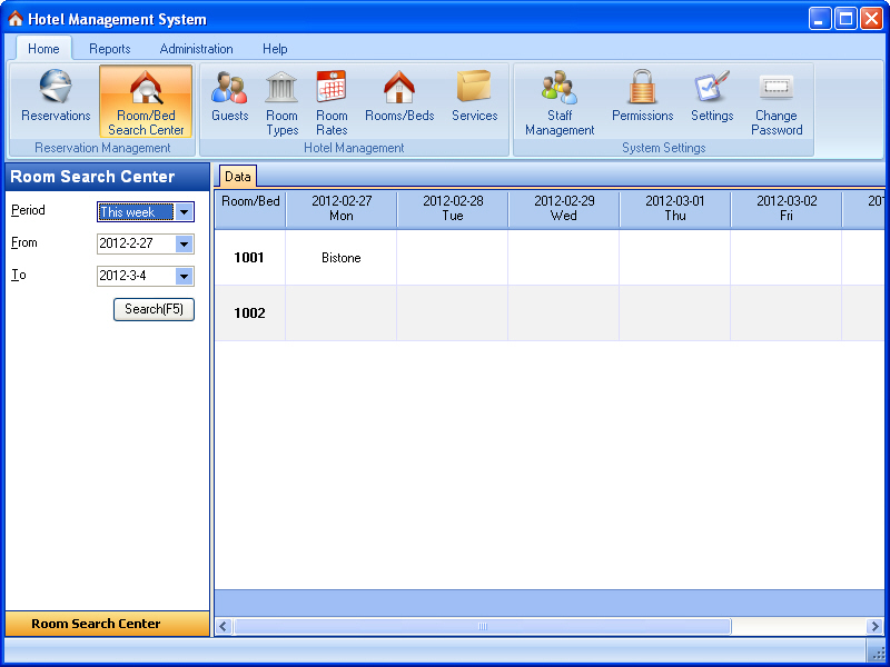 Hotel Management System screen shot