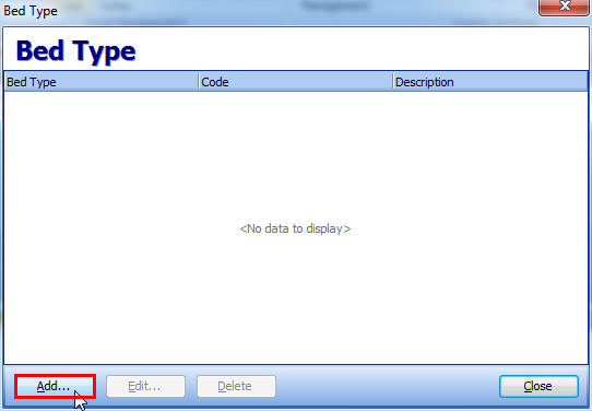 Click Add Bed Type Button