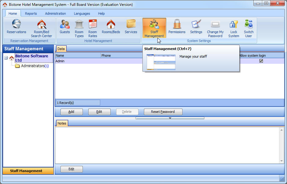 Go To the Staff Management System