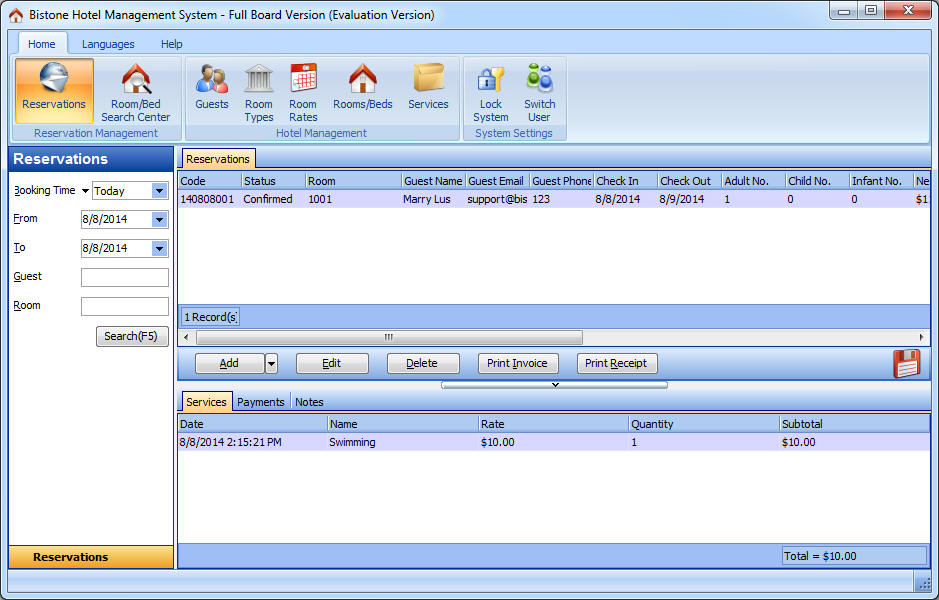 User Role Operation Interface