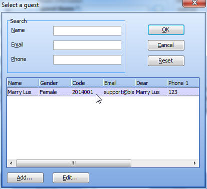 Select a Guest Dialog