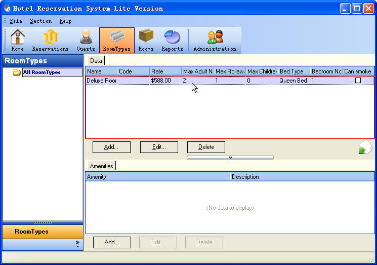 Room Type List ScreenShot