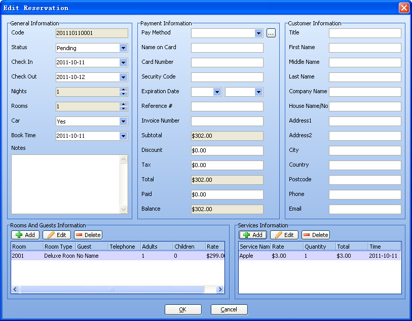 Reservation Service List ScreenShot