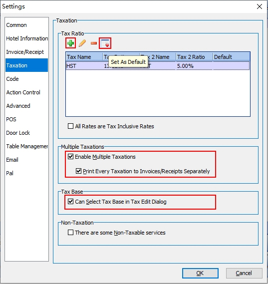 Multiple Taxation Settings in Bistone HMS
